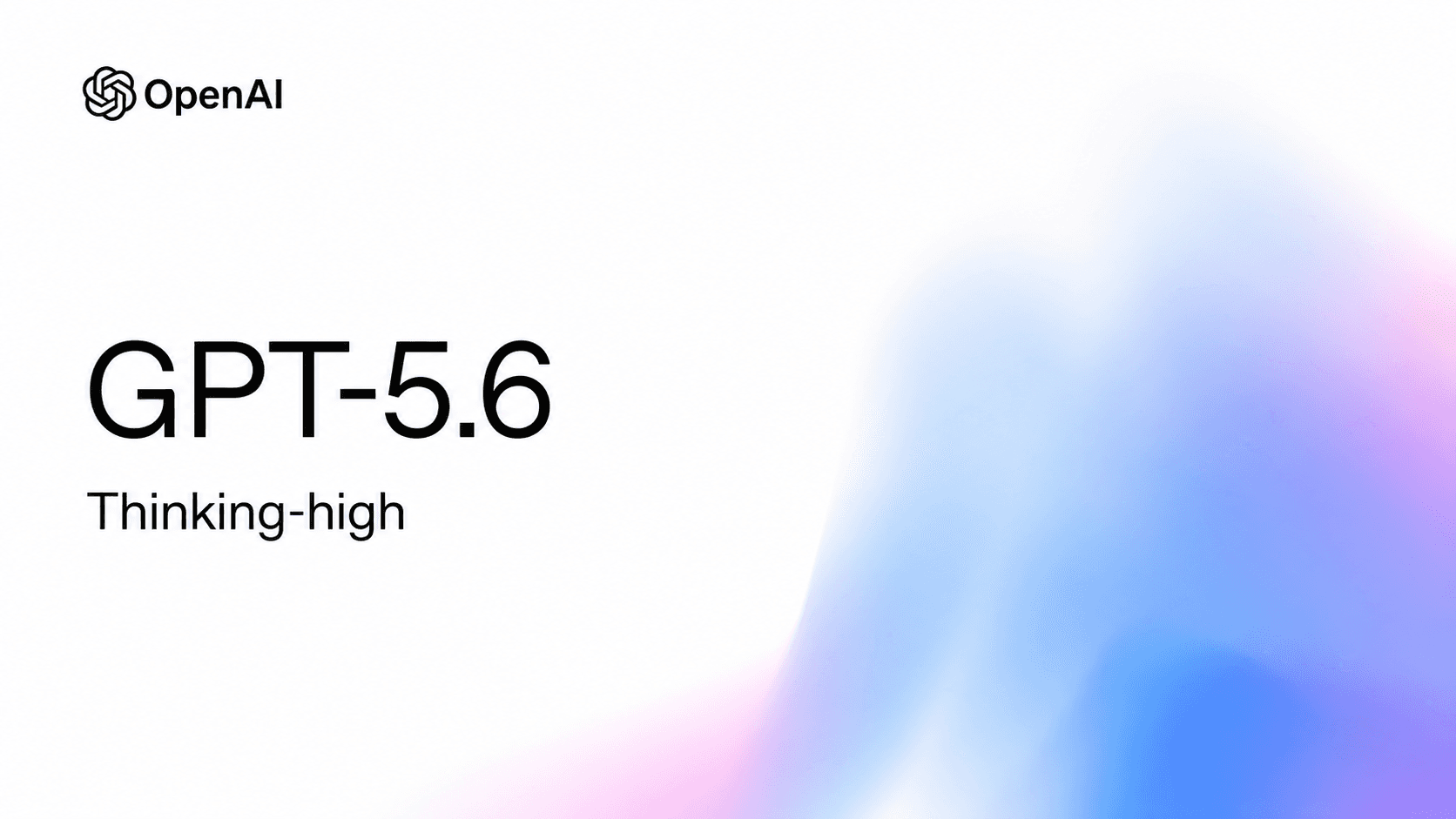 OpenAI-grafikk med teksten GPT-5.6 Thinking-high i myke pastellfarger