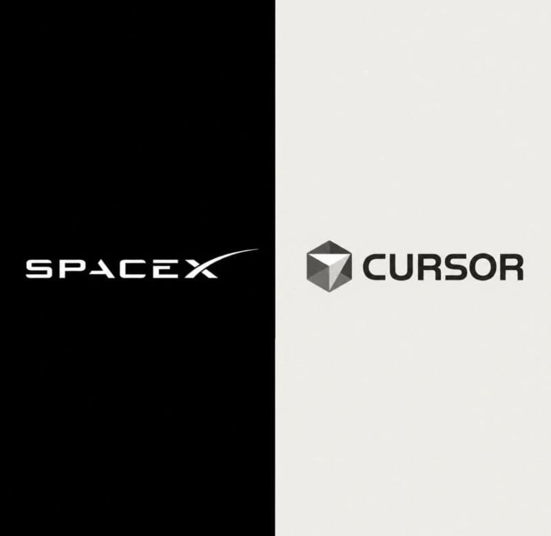 SpaceX- og Cursor-logoene side om side